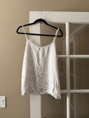 Satin Braided-Strap White Camisole